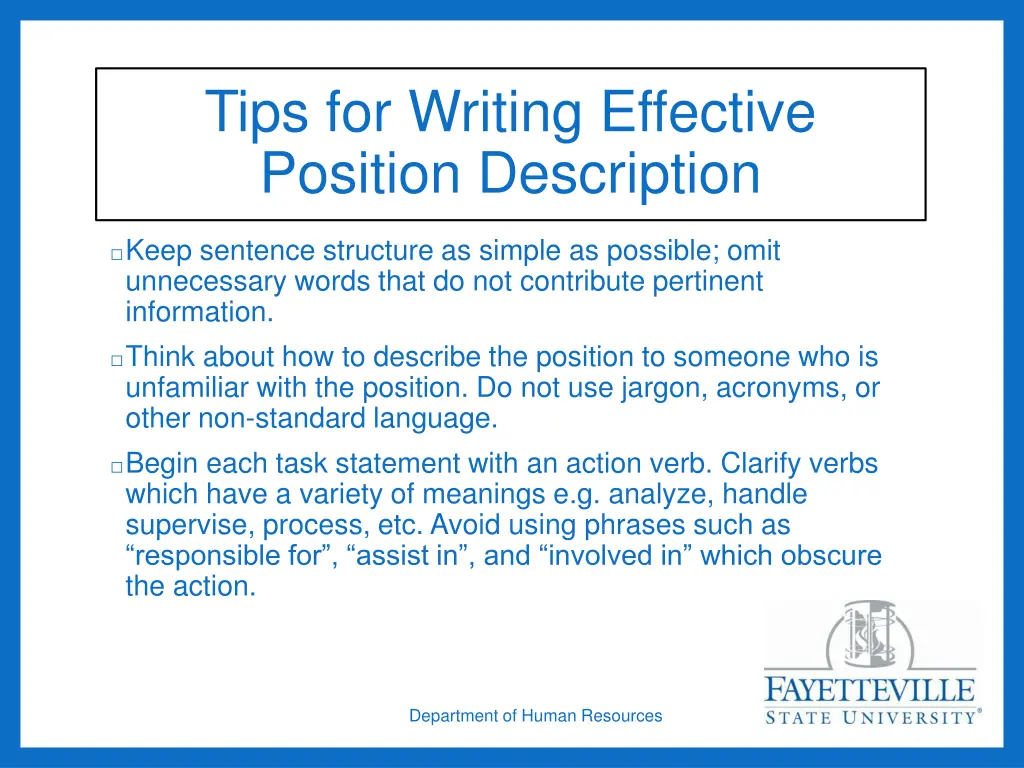 tips for writing effective position description