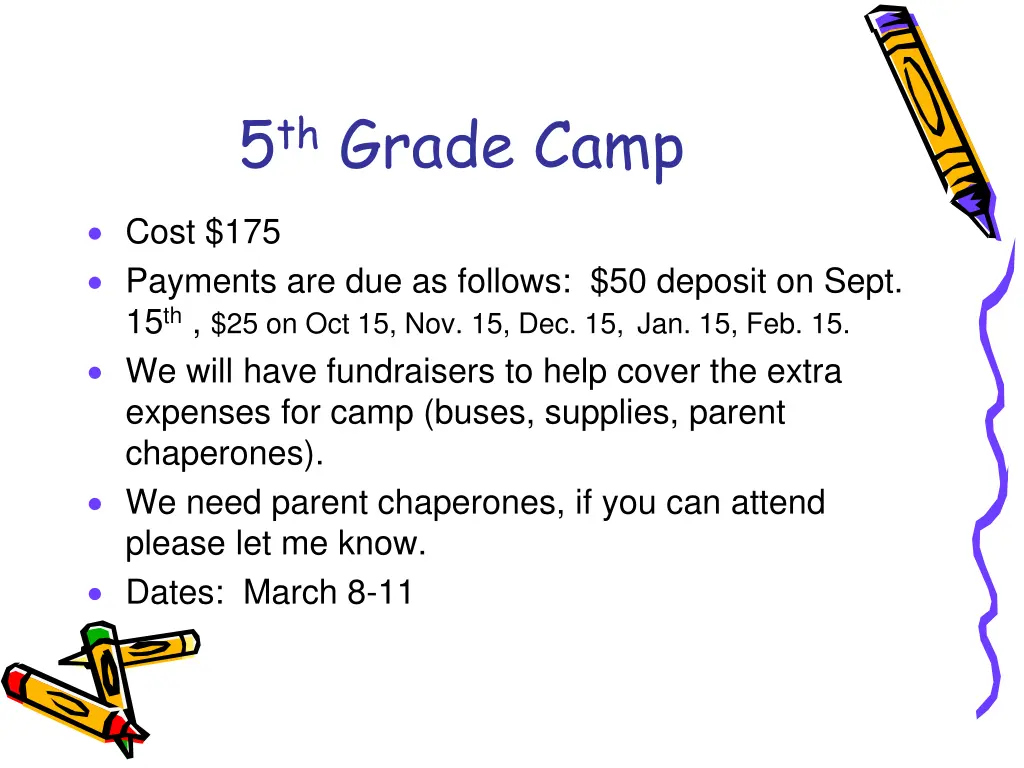 5 th grade camp