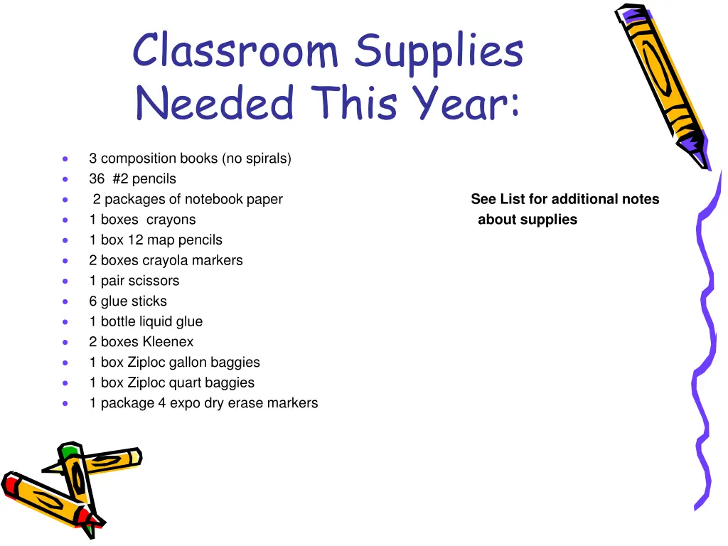 classroom supplies needed this year