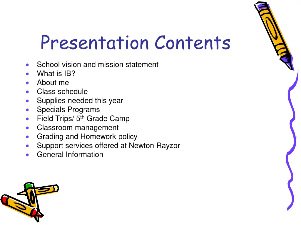 presentation contents