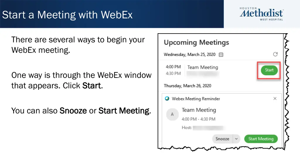 start a meeting with webex