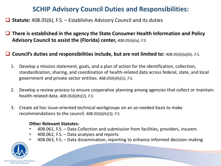 schip advisory council duties and responsibilities