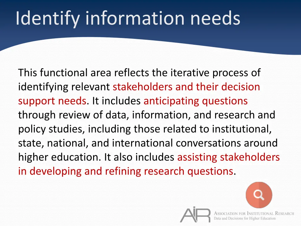 identify information needs