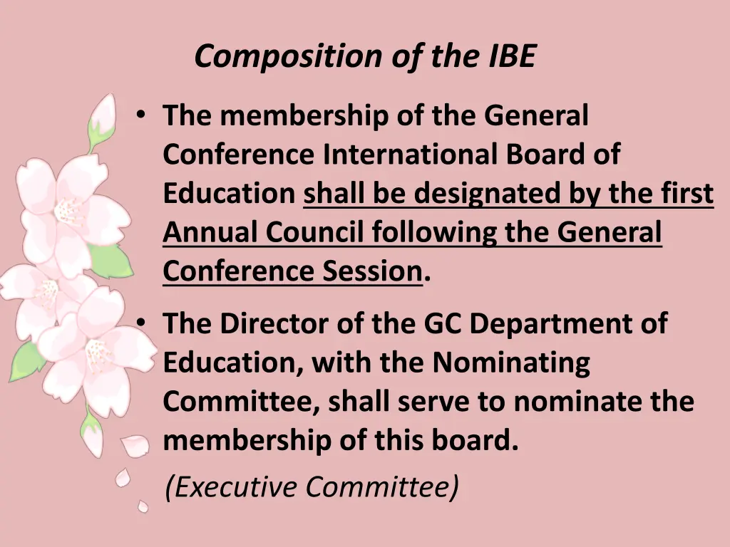 composition of the ibe