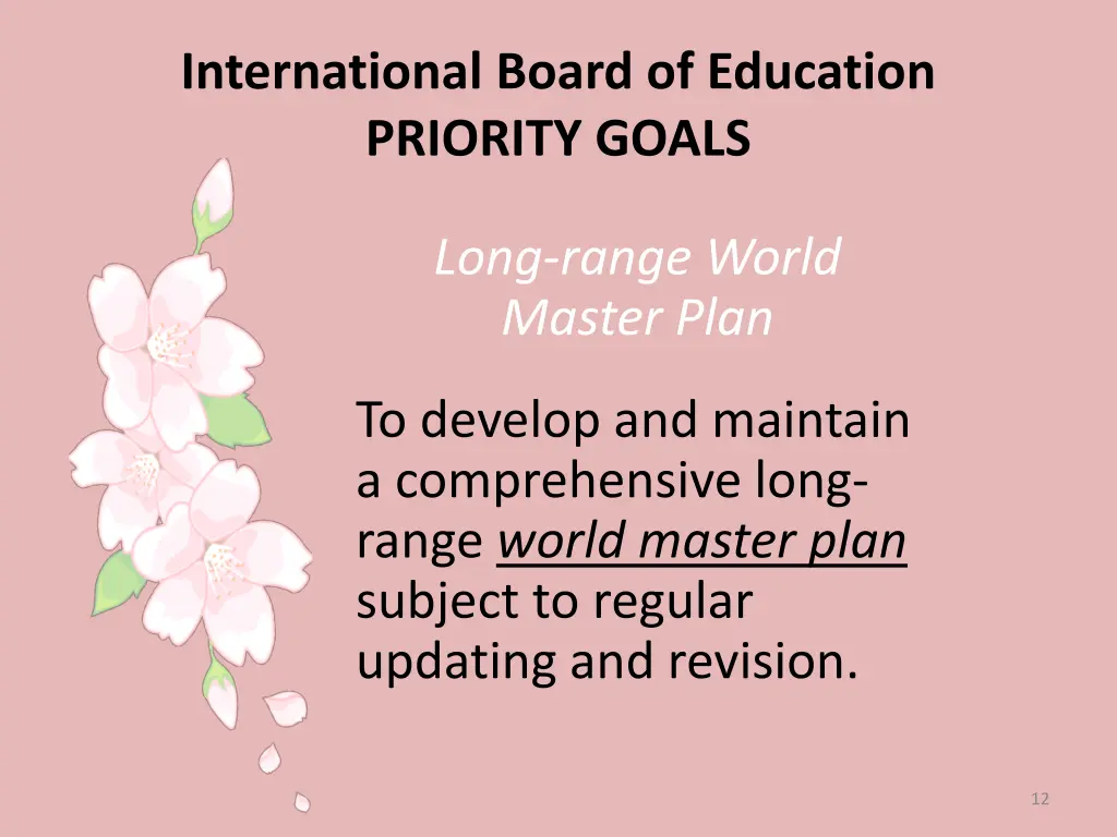 international board of education priority goals 1