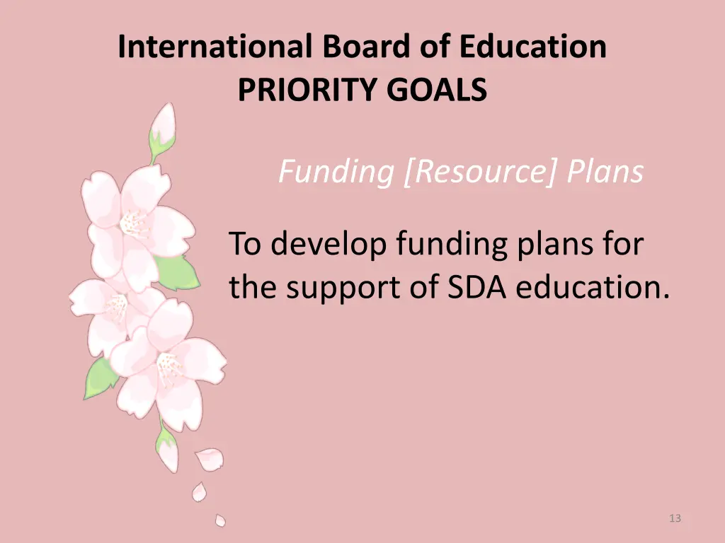 international board of education priority goals 2