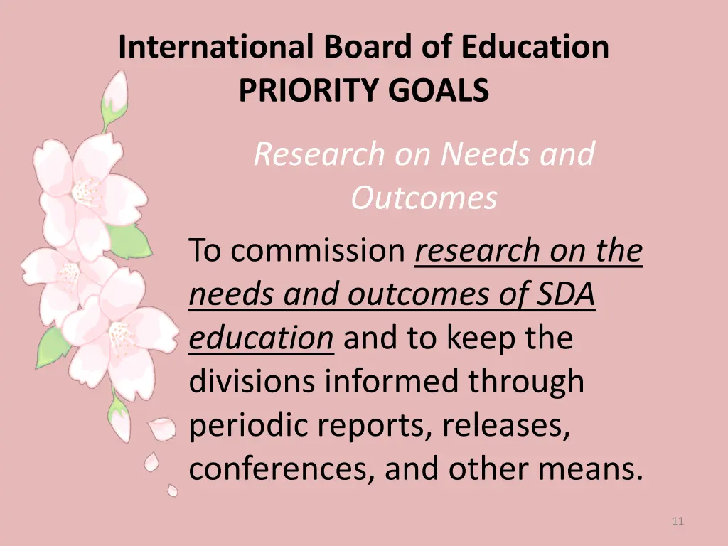 international board of education priority goals