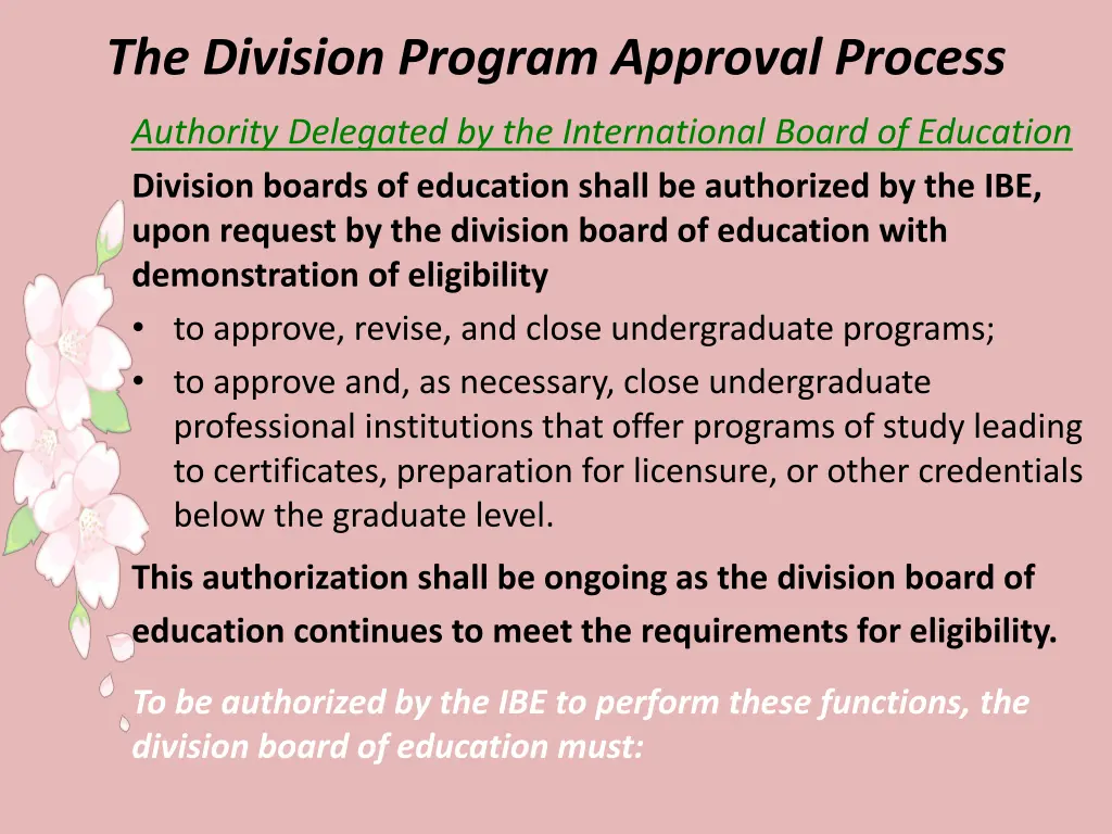 the division program approval process