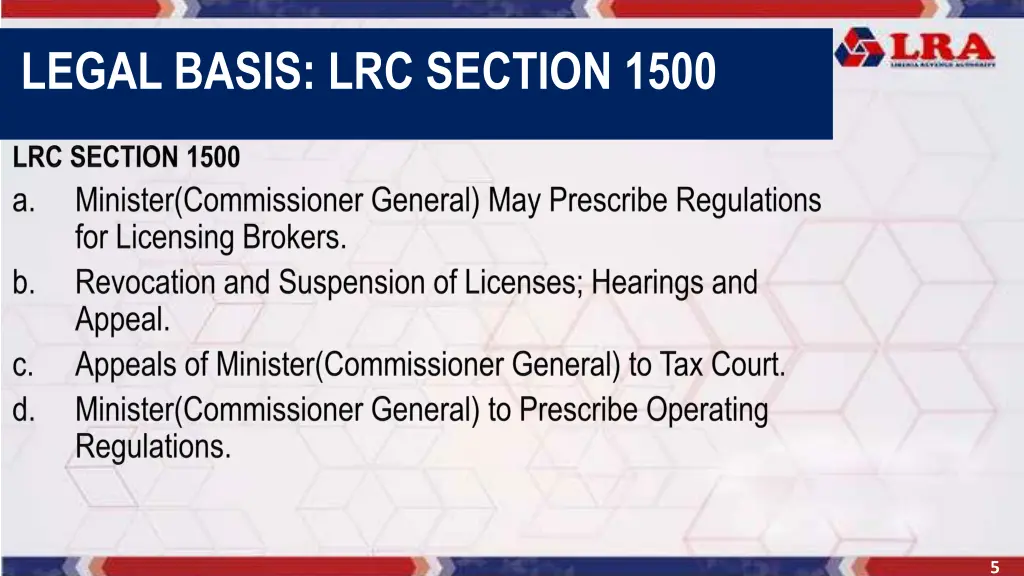 legal basis lrc section 1500