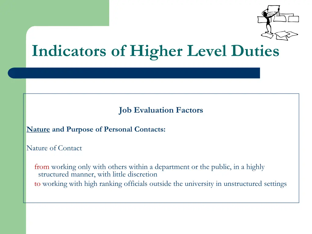 indicators of higher level duties 5