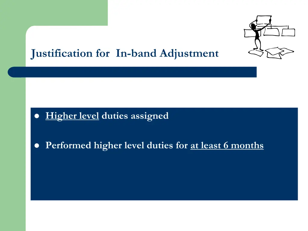 justification for in band adjustment