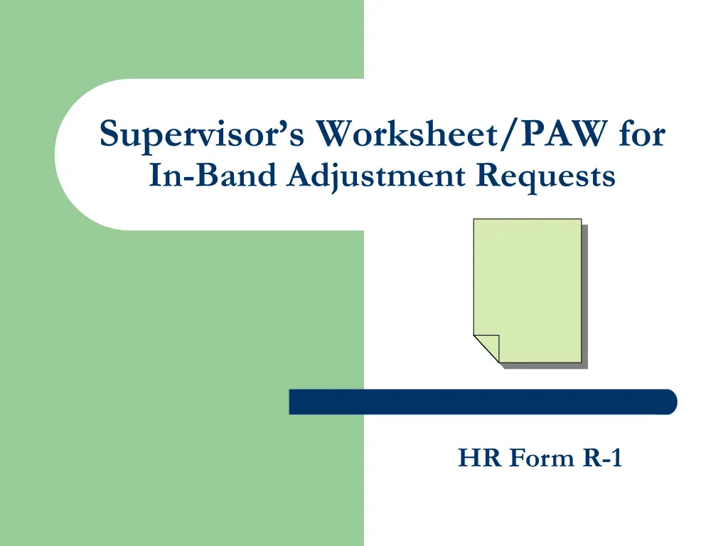 supervisor s worksheet paw for in band adjustment