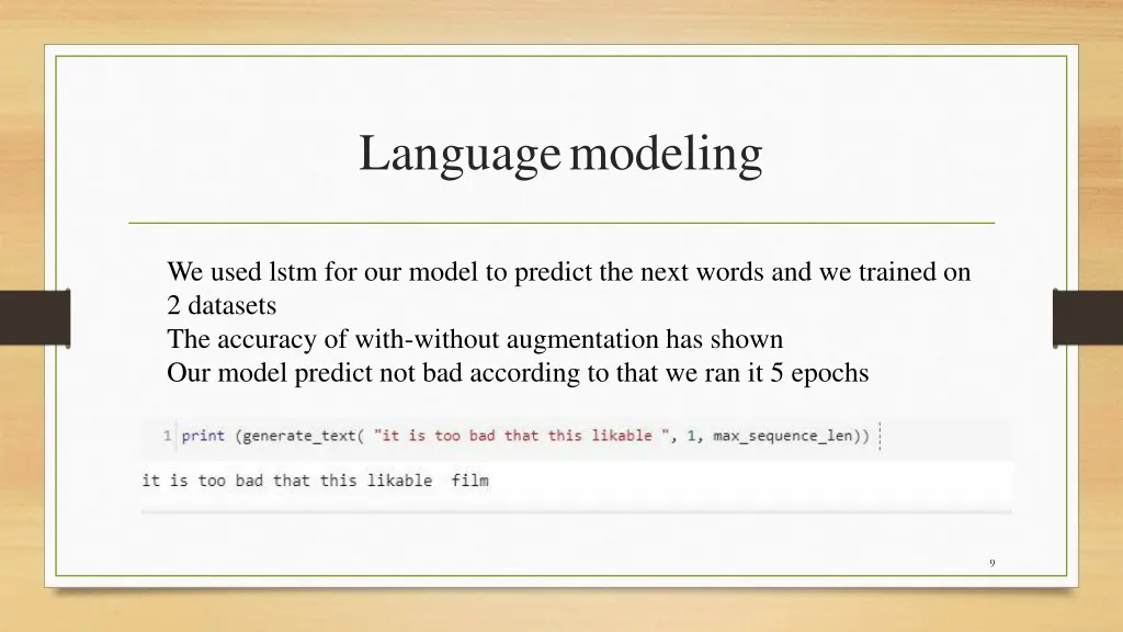 language modeling