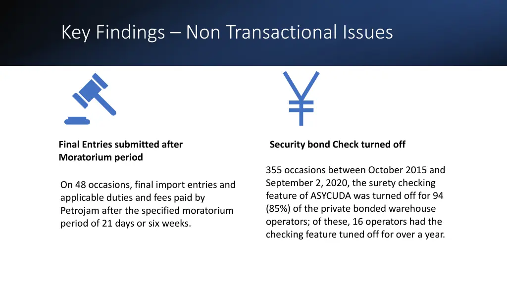 key findings non transactional issues