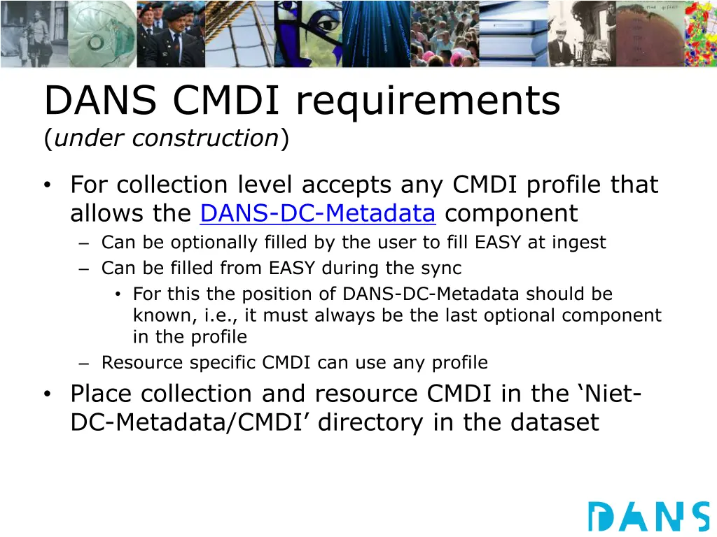 dans cmdi requirements under construction