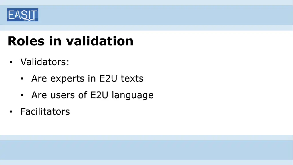 roles in validation