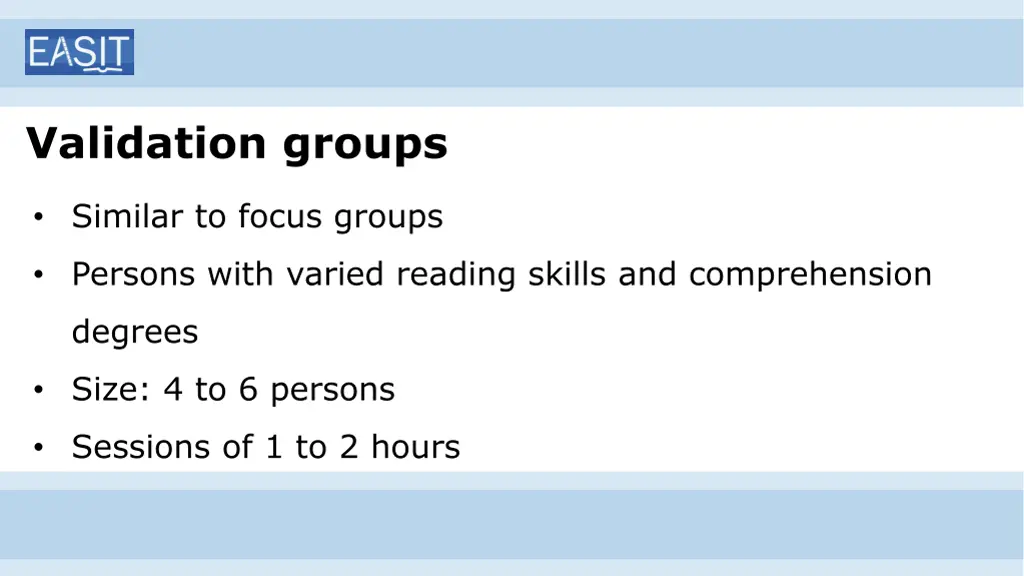 validation groups