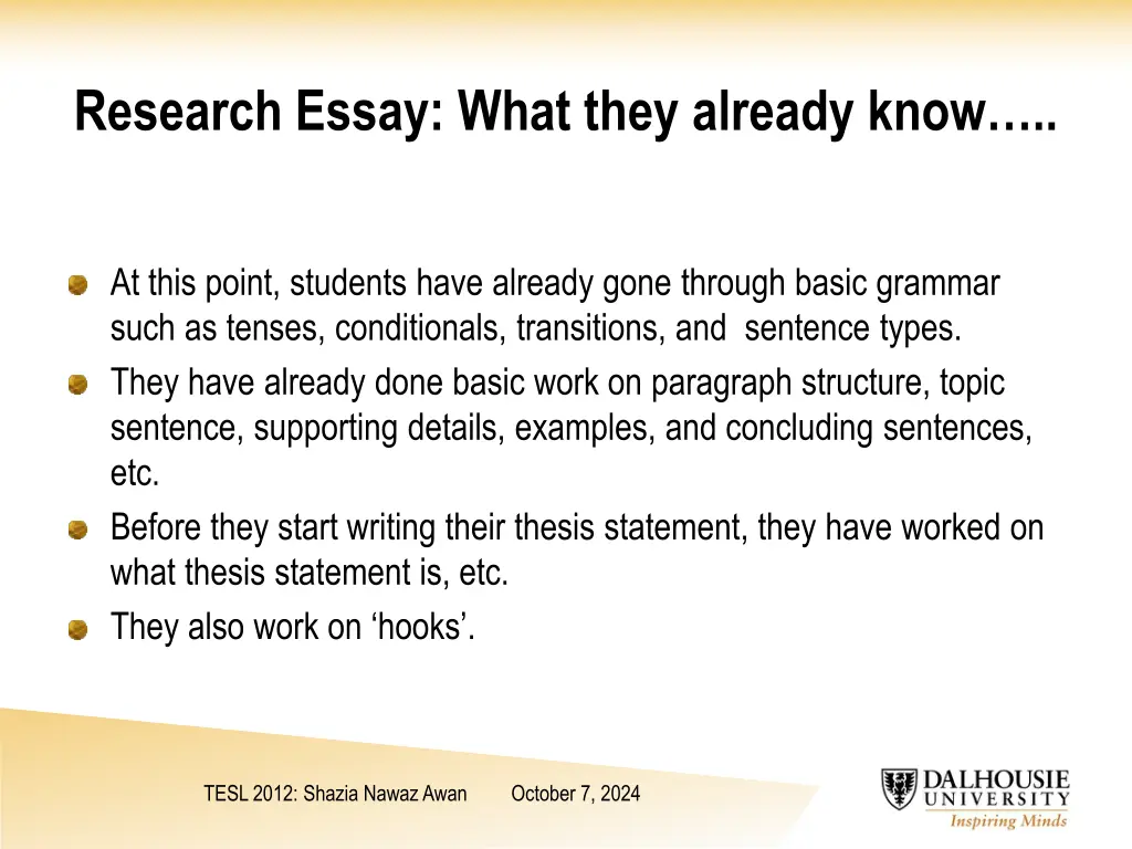 research essay what they already know