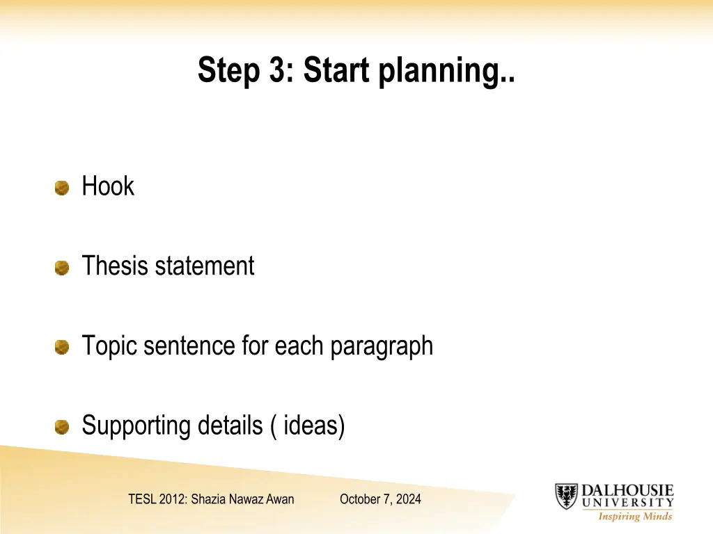 step 3 start planning