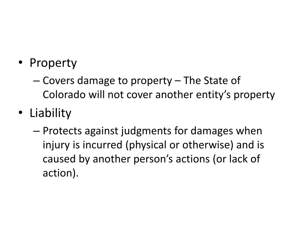 property covers damage to property the state