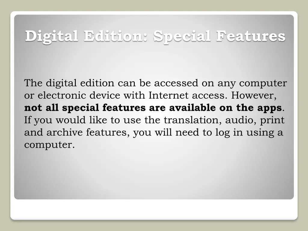 digital edition special features