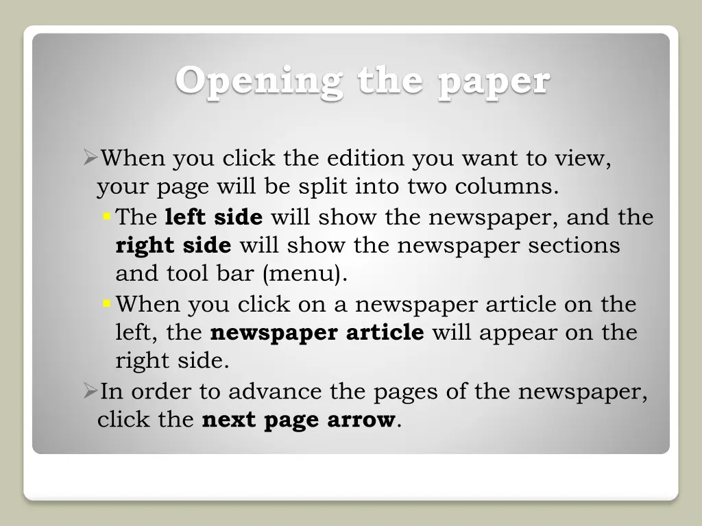 opening the paper