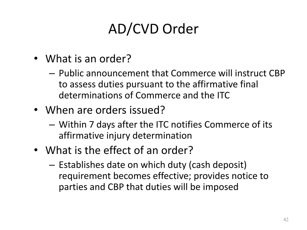 ad cvd order