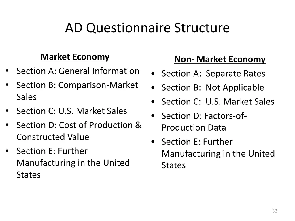 ad questionnaire structure