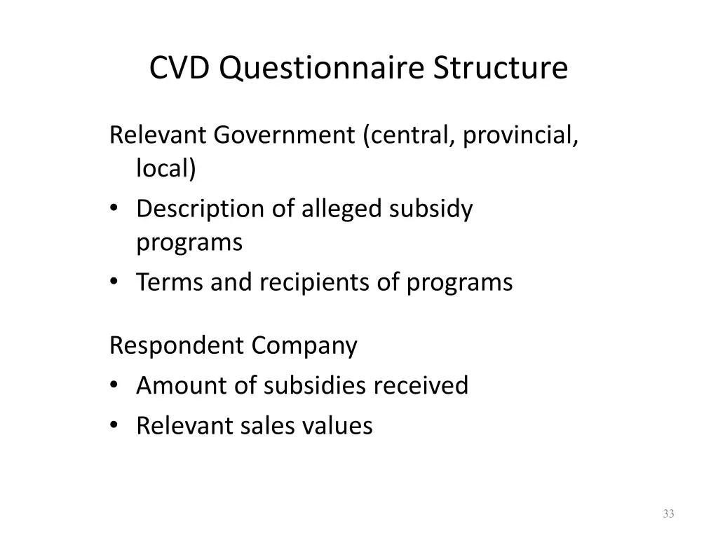 cvd questionnaire structure