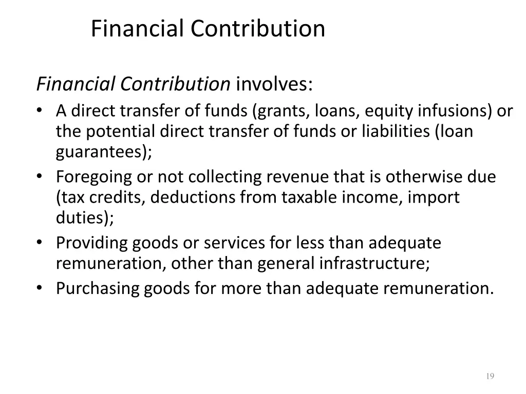 financial contribution