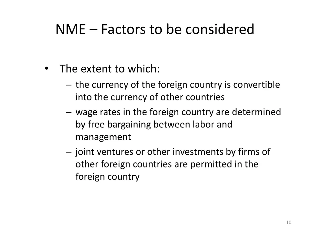 nme factors to be considered