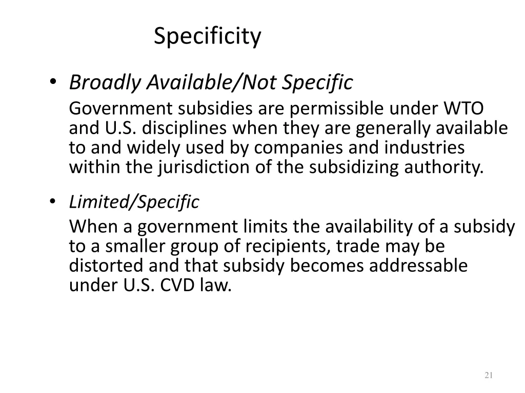 specificity