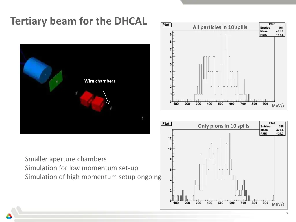 tertiary beam for the dhcal