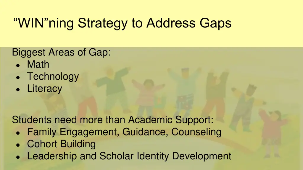 win ning strategy to address gaps