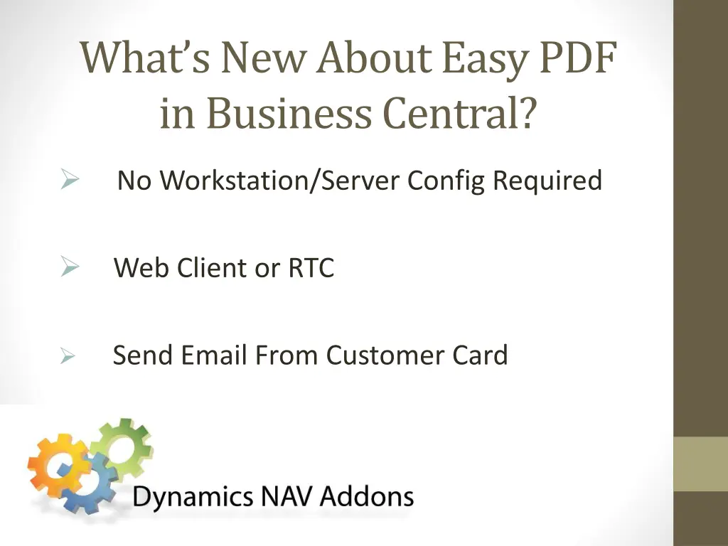 what s new about easy pdf in business central