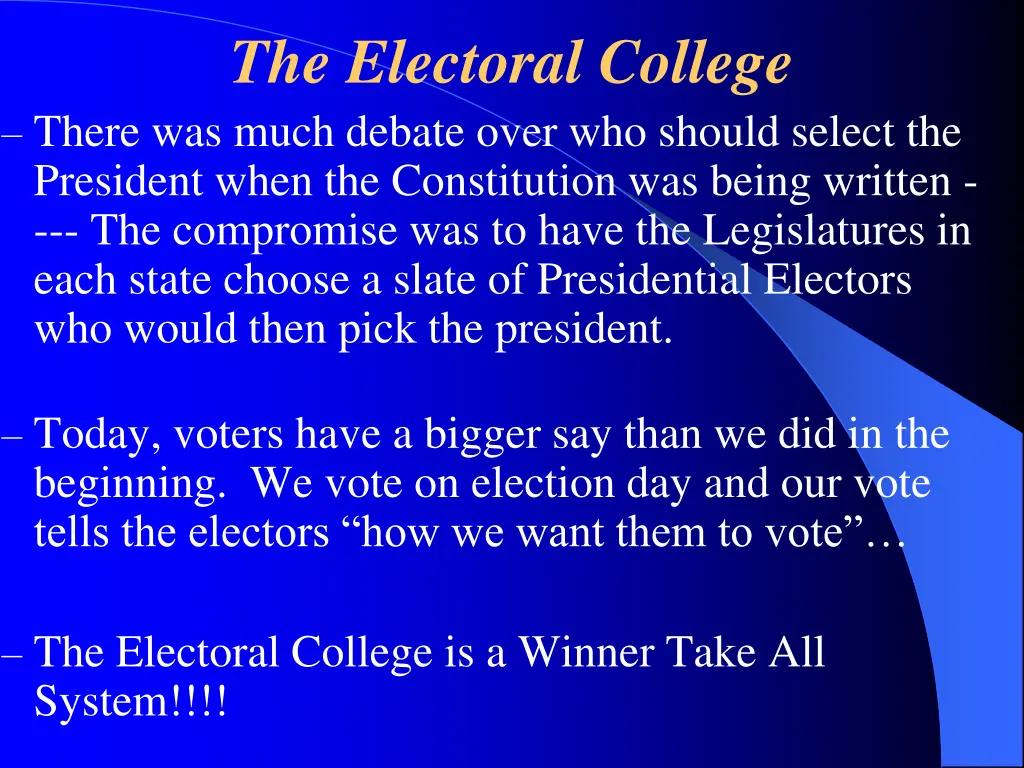 the electoral college there was much debate over