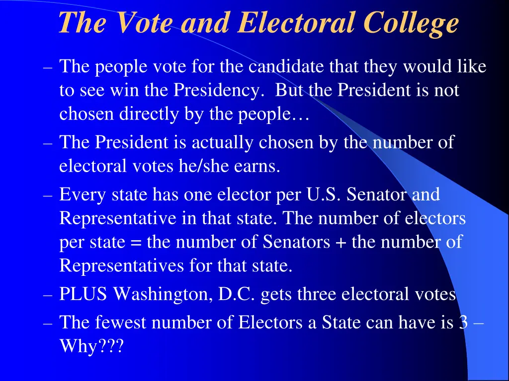 the vote and electoral college