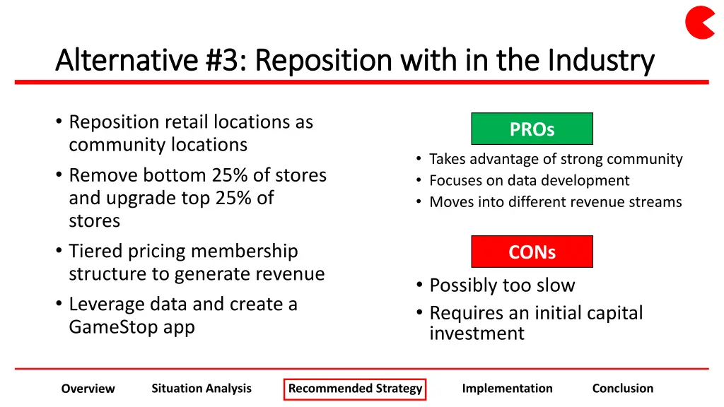 alternative 3 reposition with in the industry