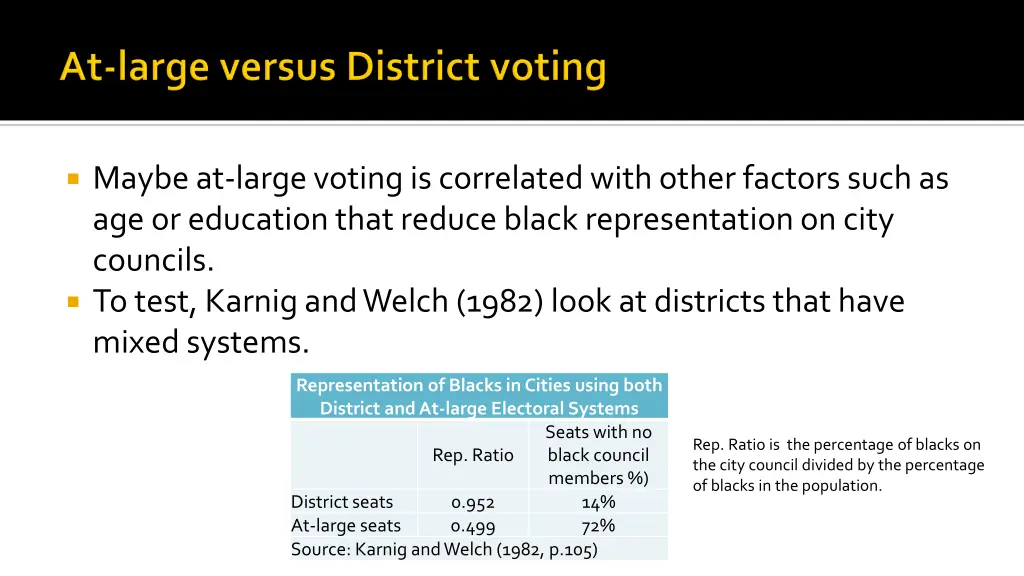 maybe at large voting is correlated with other