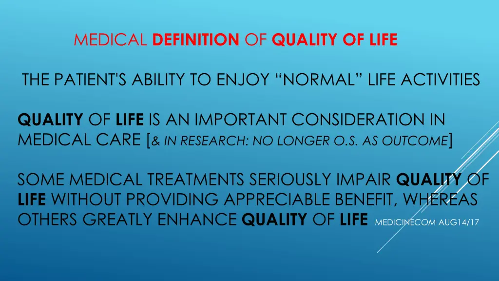 medical definition of quality of life