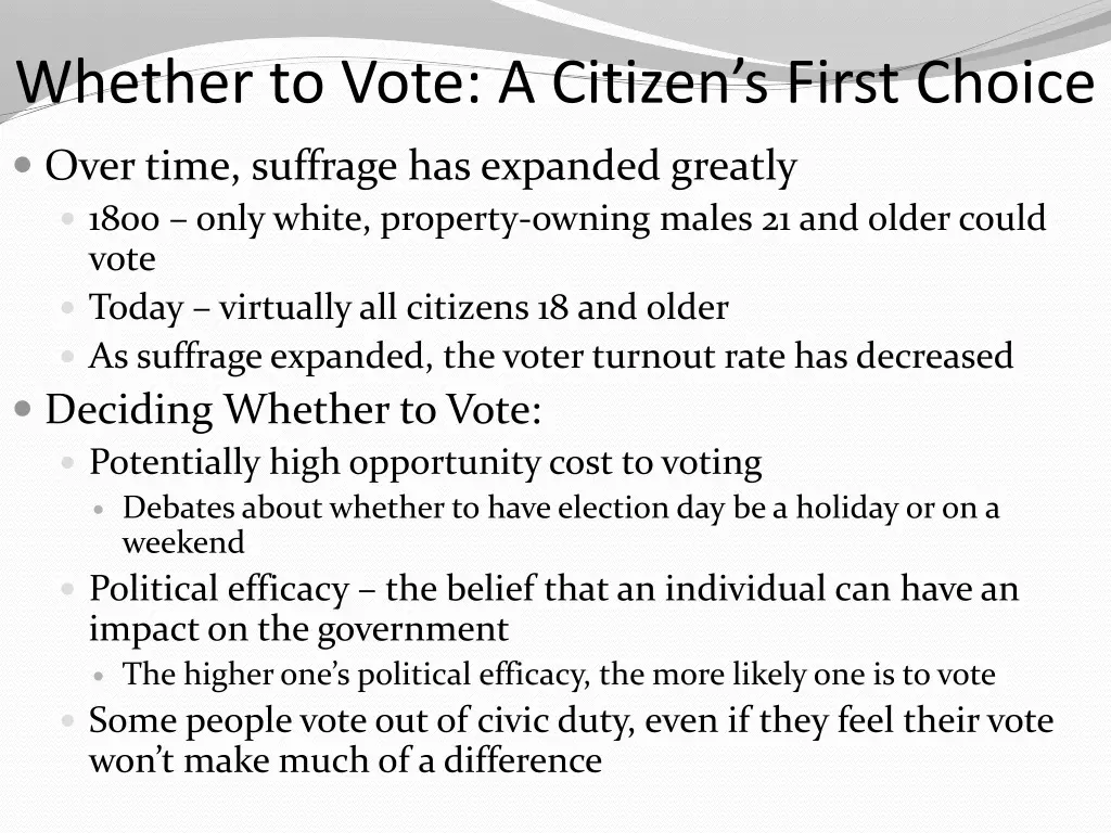 whether to vote a citizen s first choice