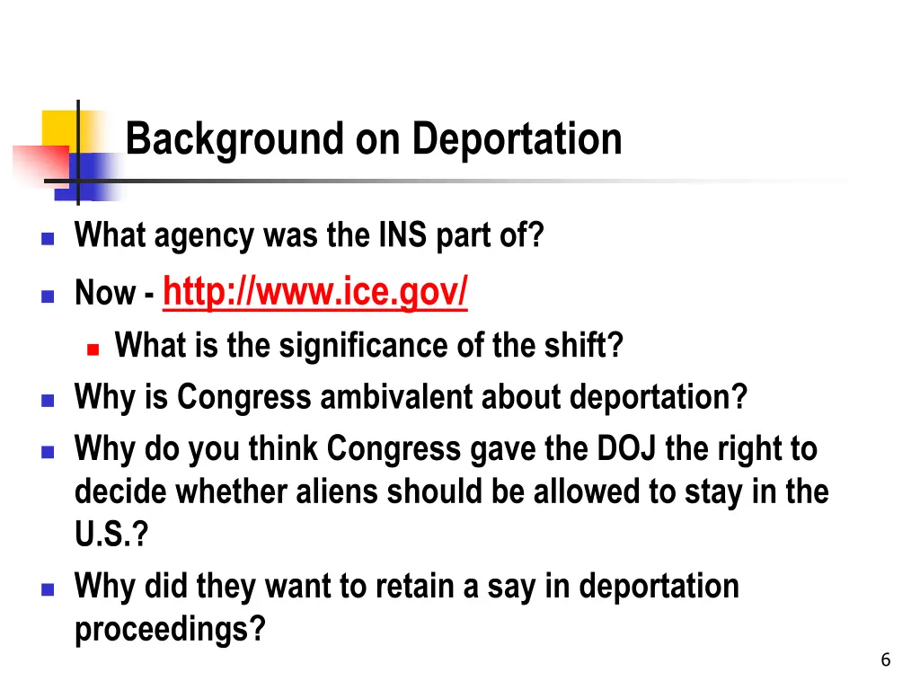 background on deportation