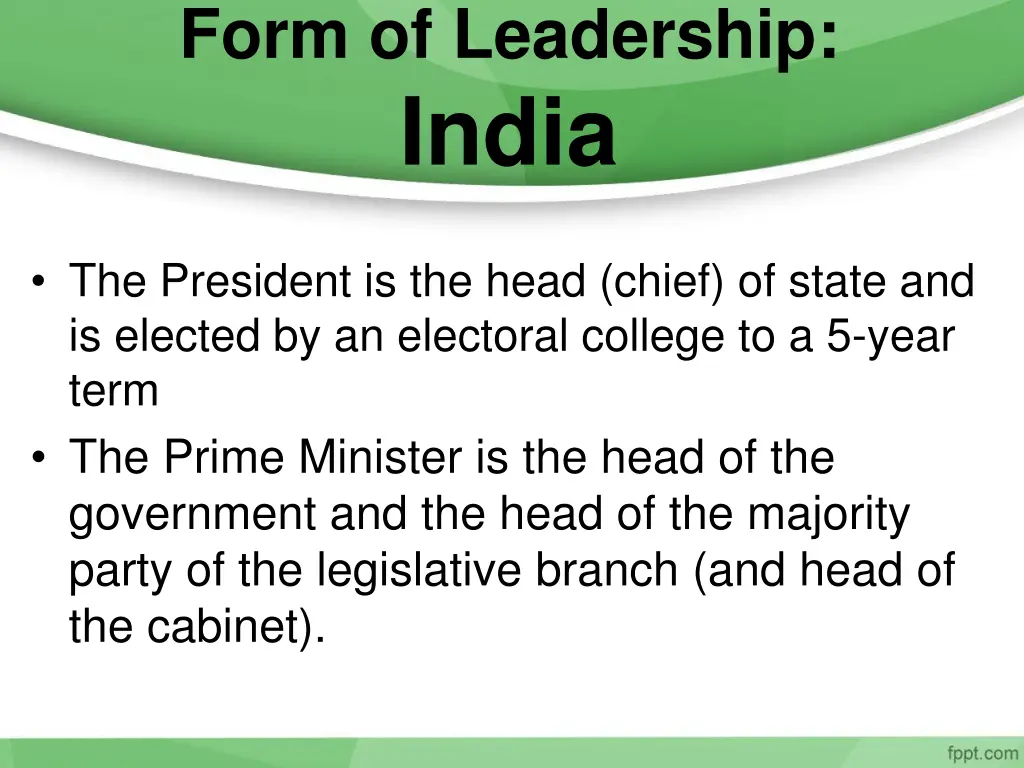 form of leadership india