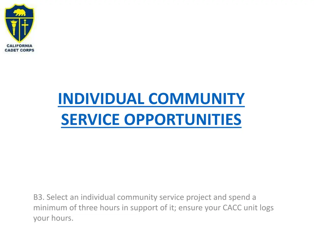 individual community service opportunities