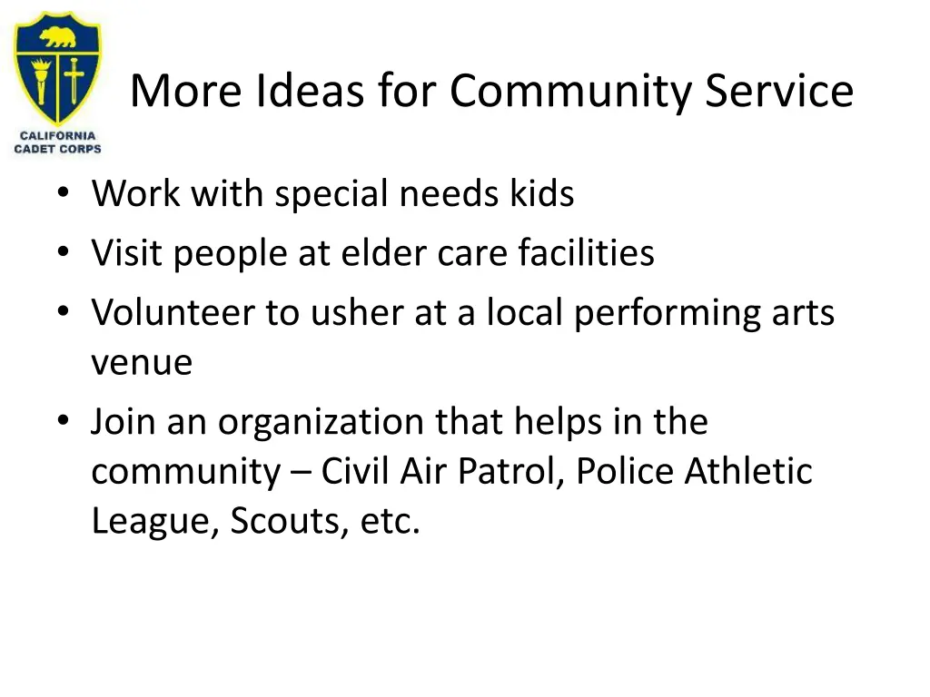 more ideas for community service 1