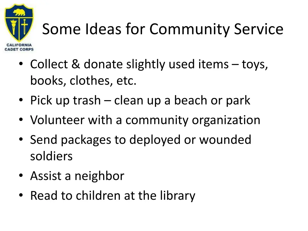 some ideas for community service