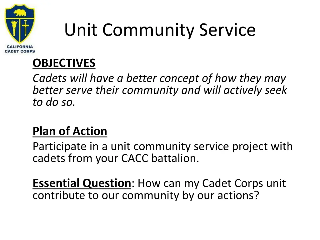 unit community service