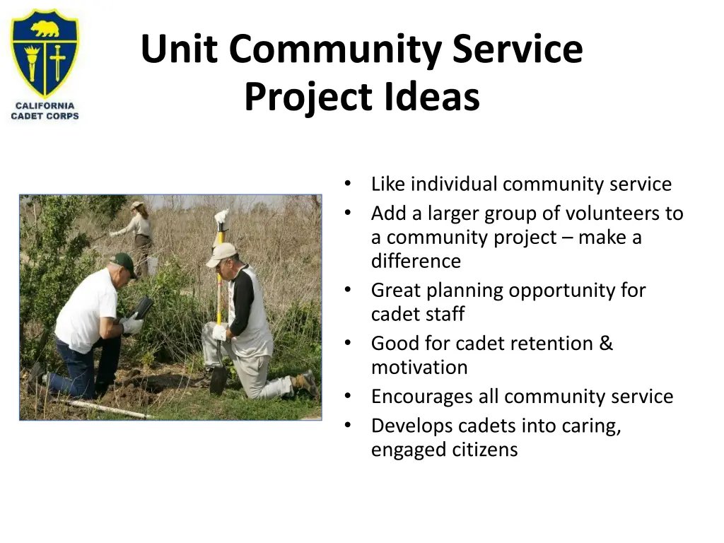 unit community service project ideas