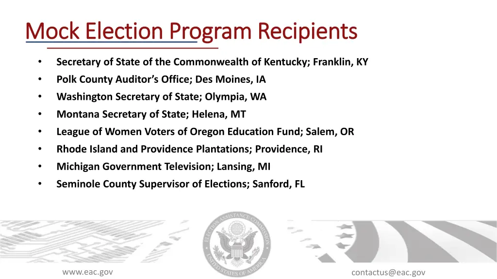 mock election program recipients mock election