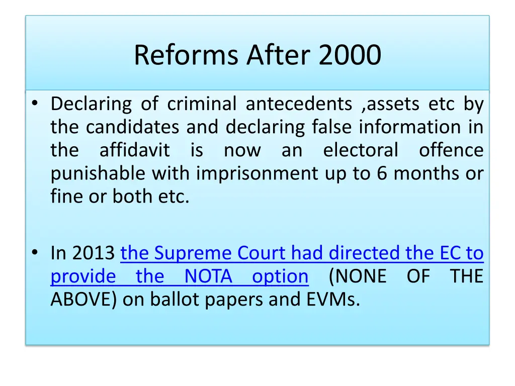 reforms after 2000 1